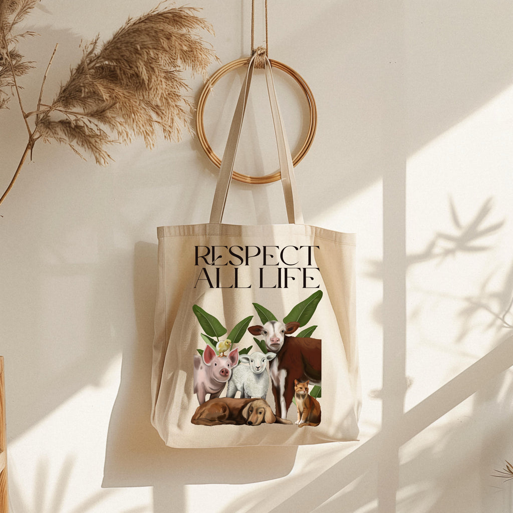 Borsa Shopper in cotone "Respect all life", Tote bag
