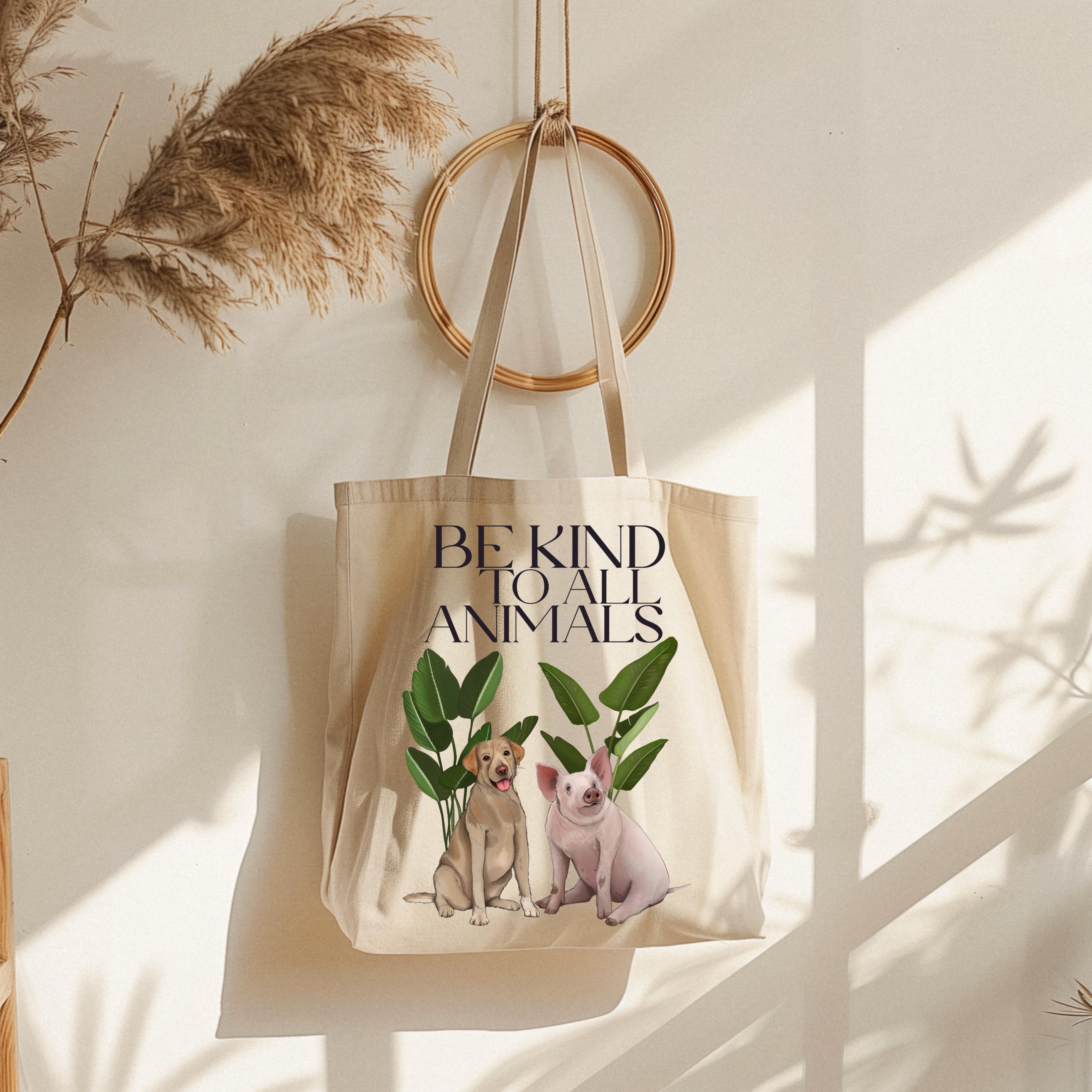 Borsa Shopper in cotone "Be kind to all animals", Tote bag