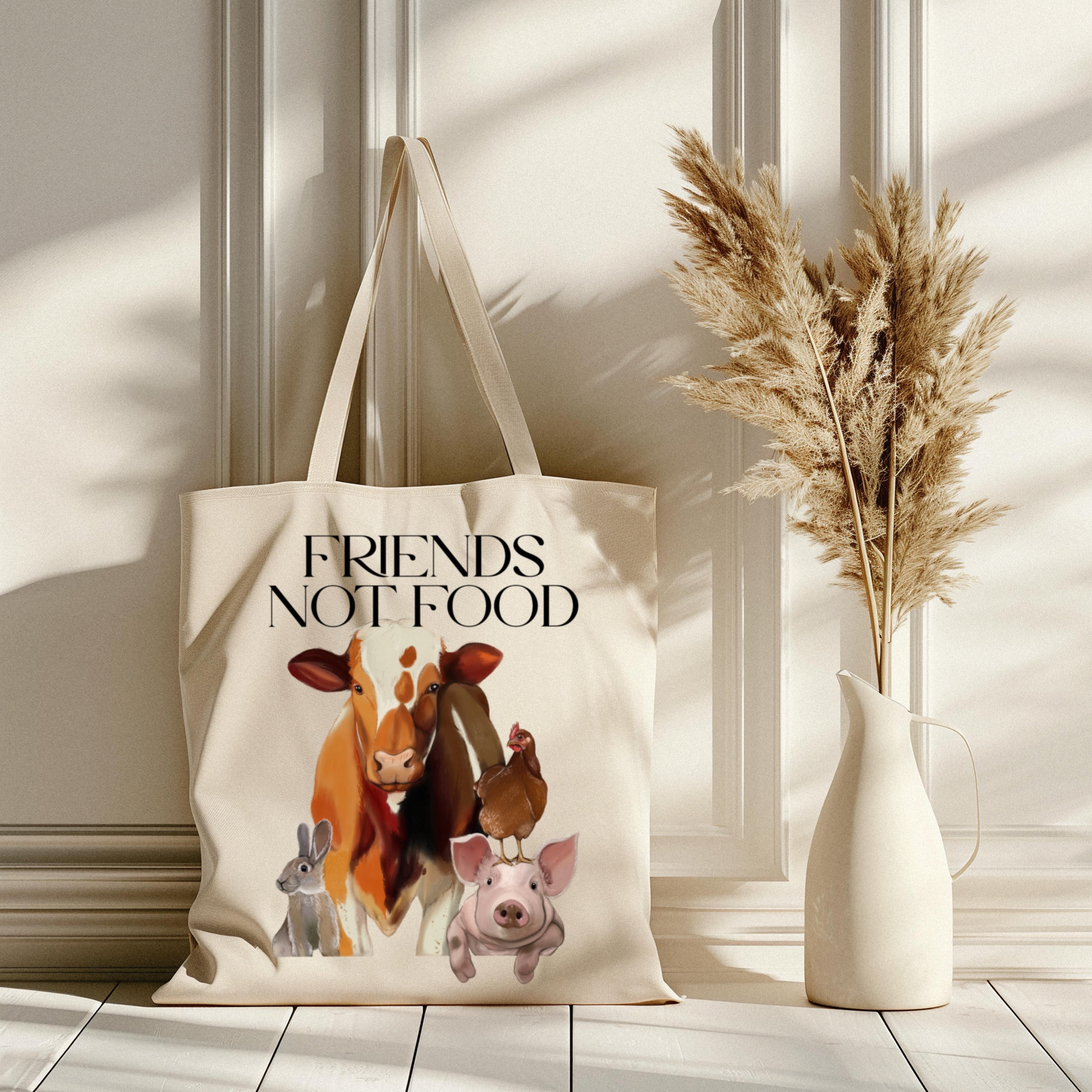Borsa Shopper in cotone "Friends not food", Tote bag
