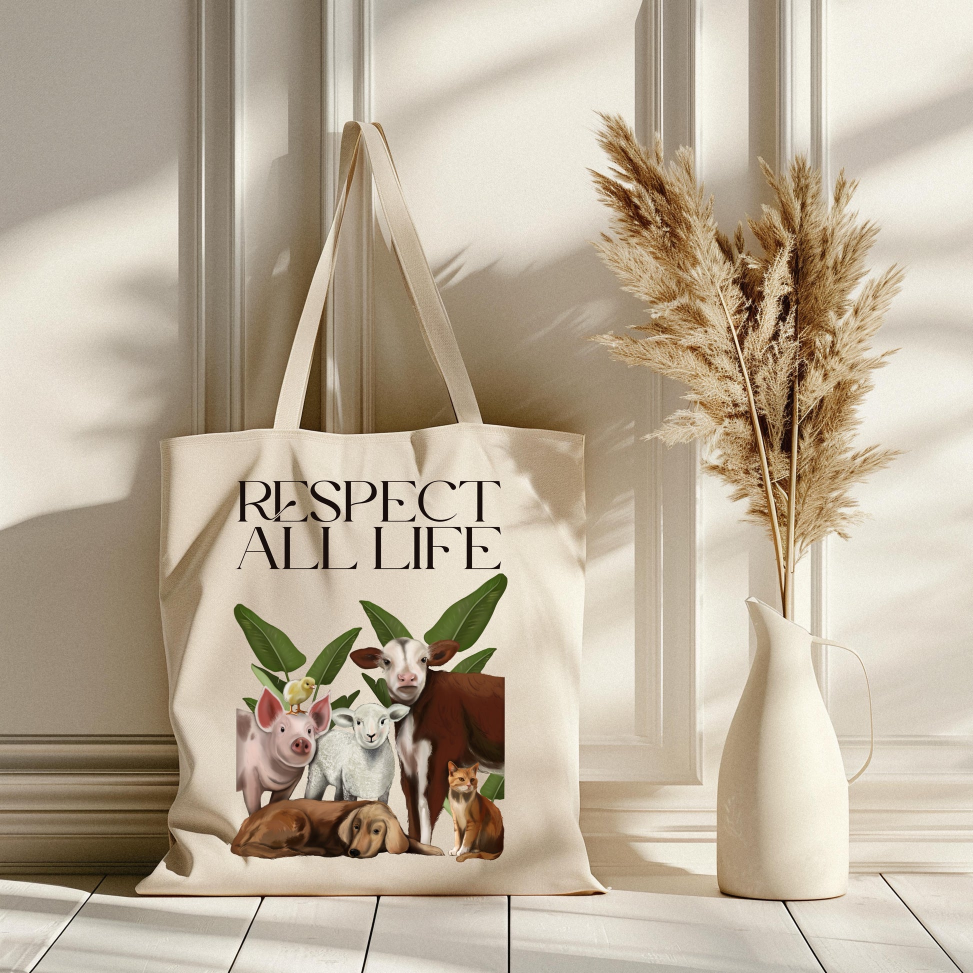 Borsa Shopper in cotone "Respect all life"