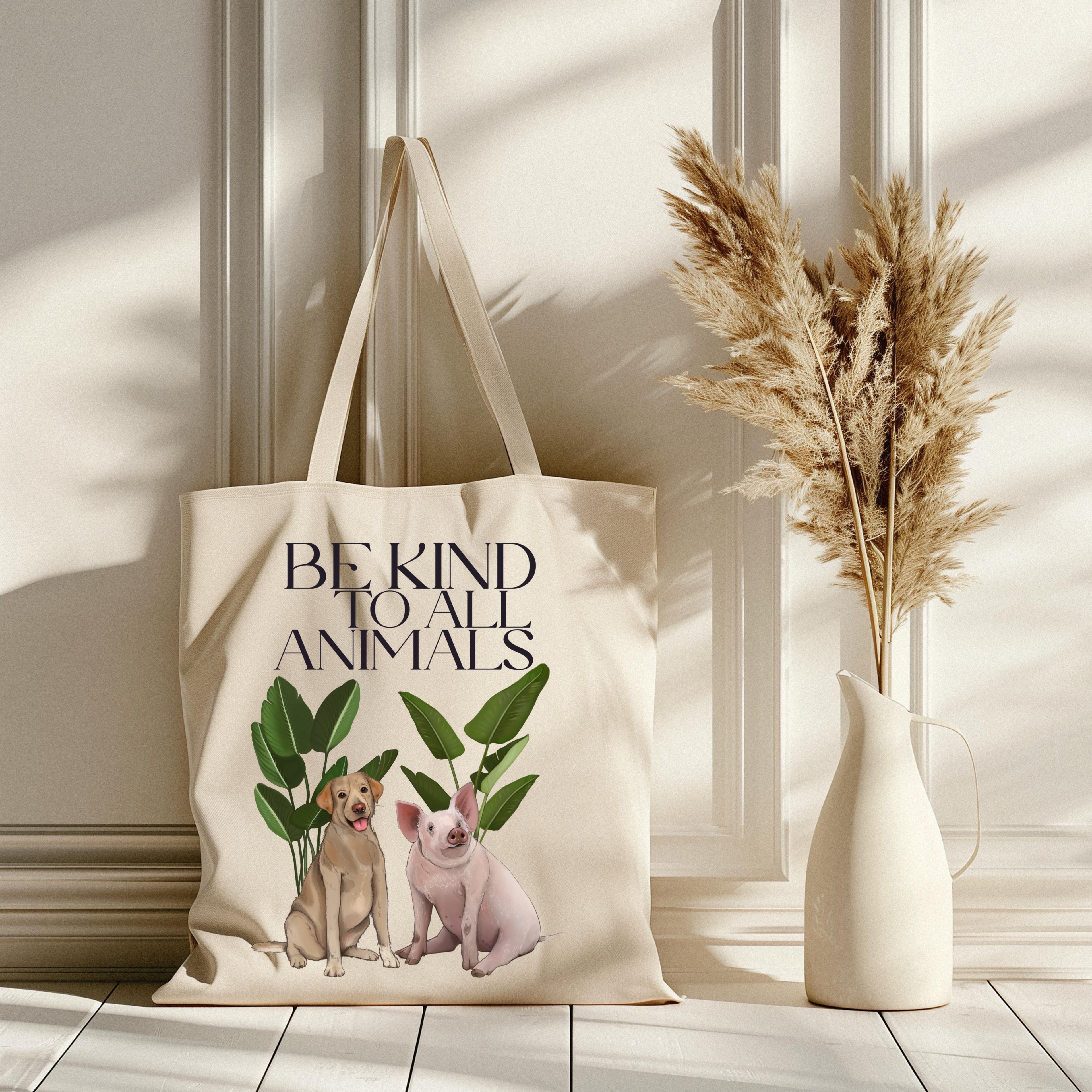 Borsa Shopper in cotone "Be kind to all animals", Tote bag
