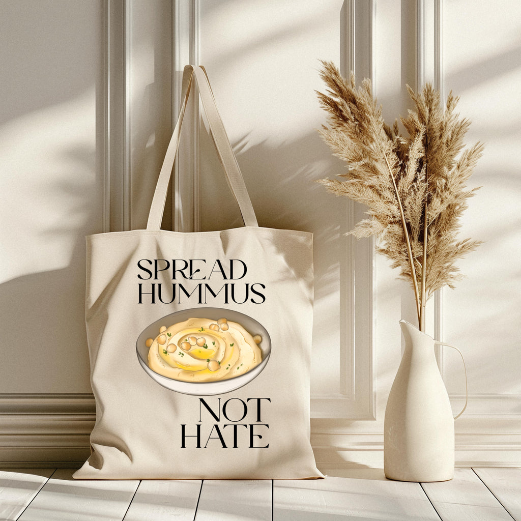 Borsa Shopper in cotone "Spread hummus not hate", Tote bag