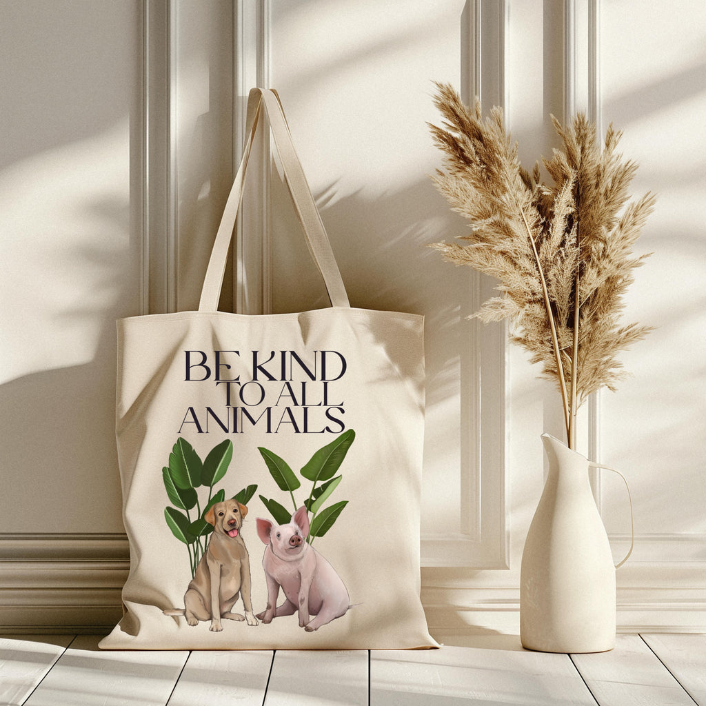 Borsa Shopper in cotone "Be kind to all animals"