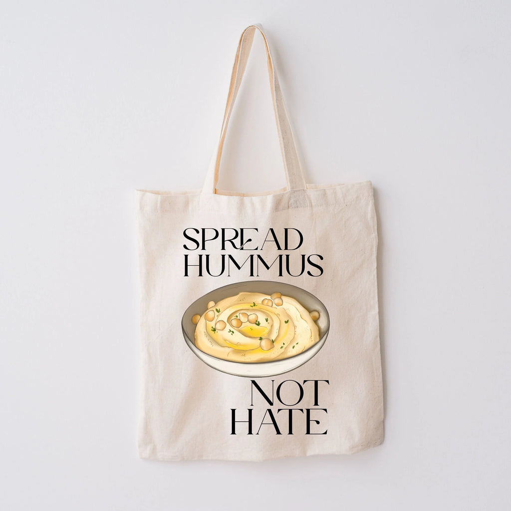 Borsa Shopper in cotone "Spread hummus not hate"