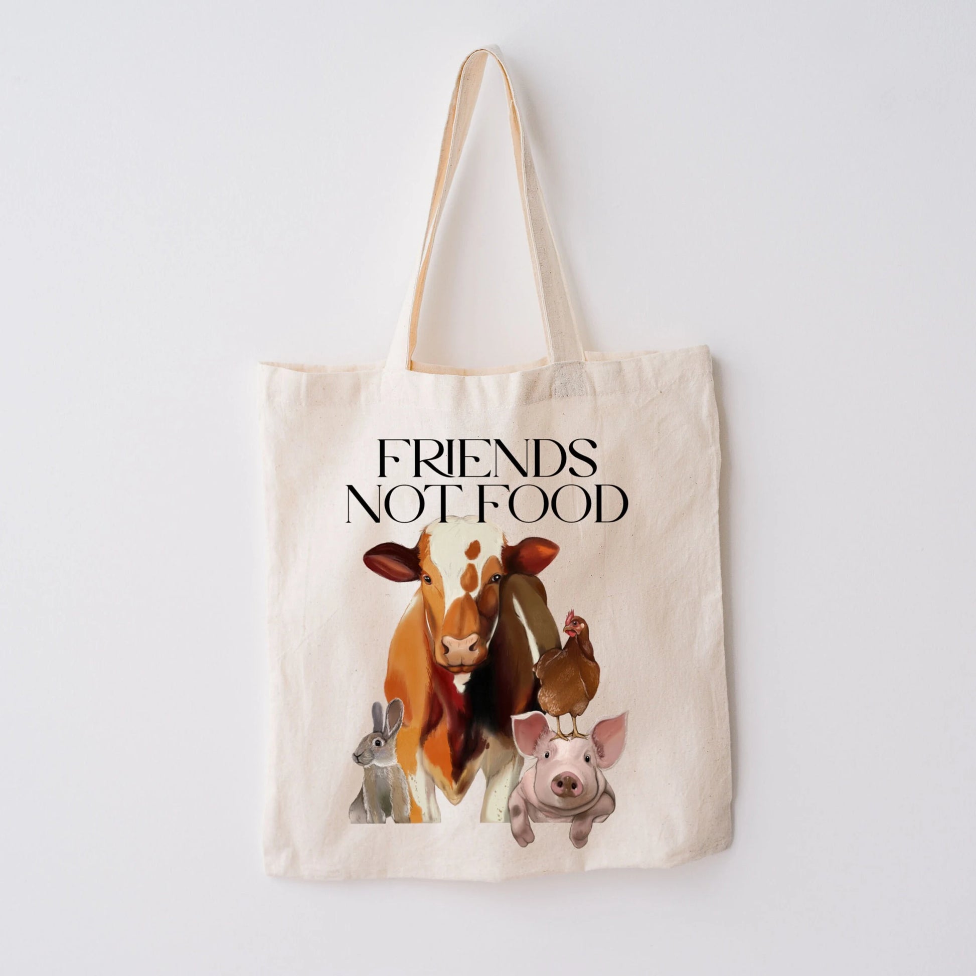 Borsa Shopper in cotone "Friends not food"