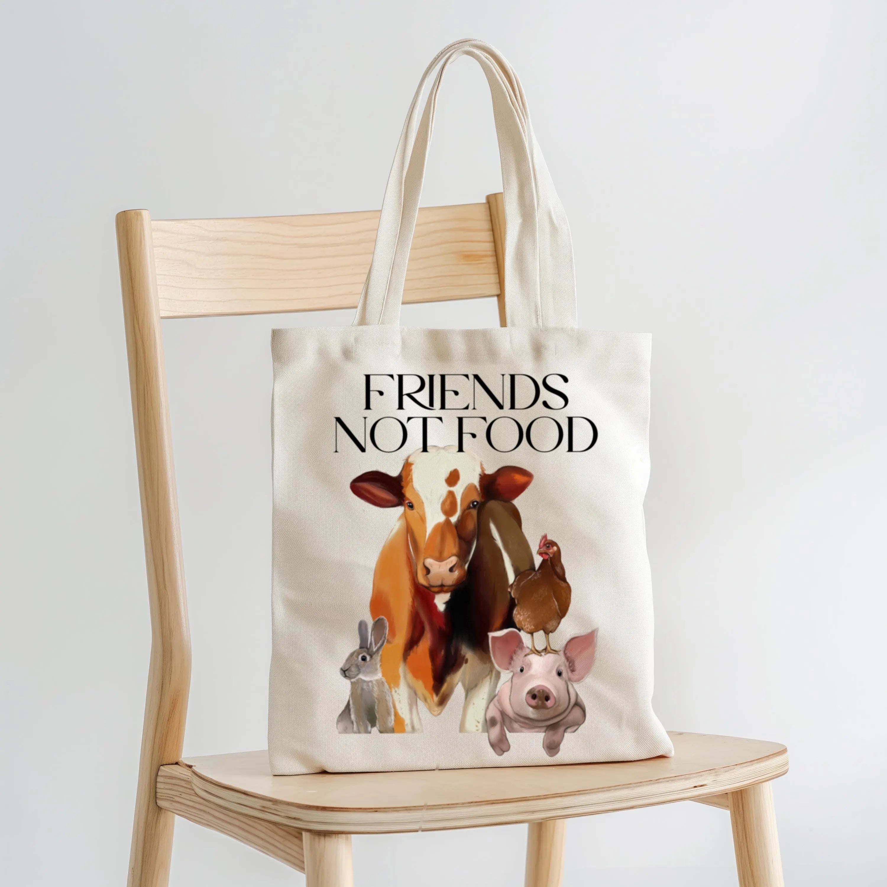 Borsa Shopper in cotone "Friends not food"
