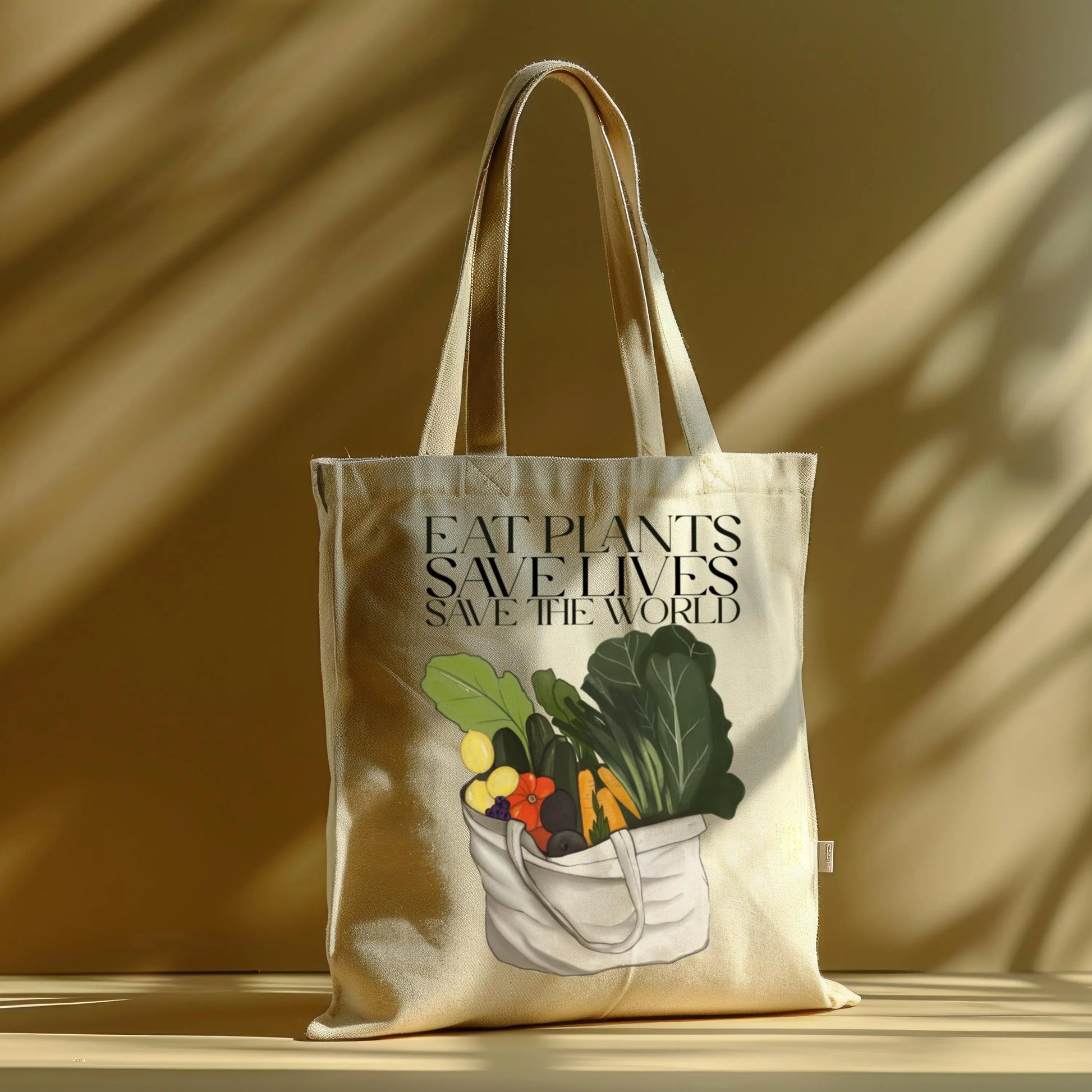 Cotton Shopper Bag "Eat plants, save lives, save the world"