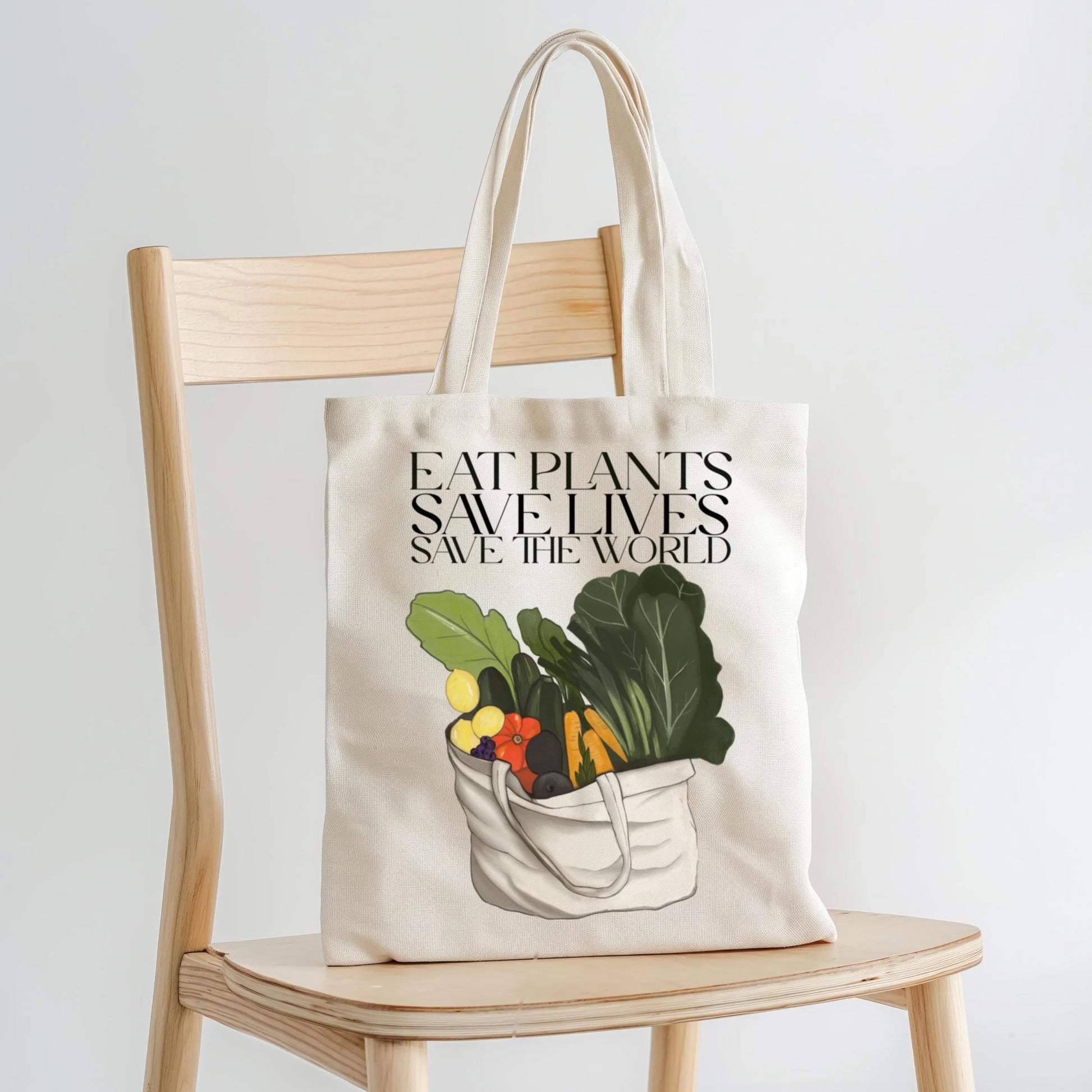 Cotton Shopper Bag "Eat plants, save lives, save the world"
