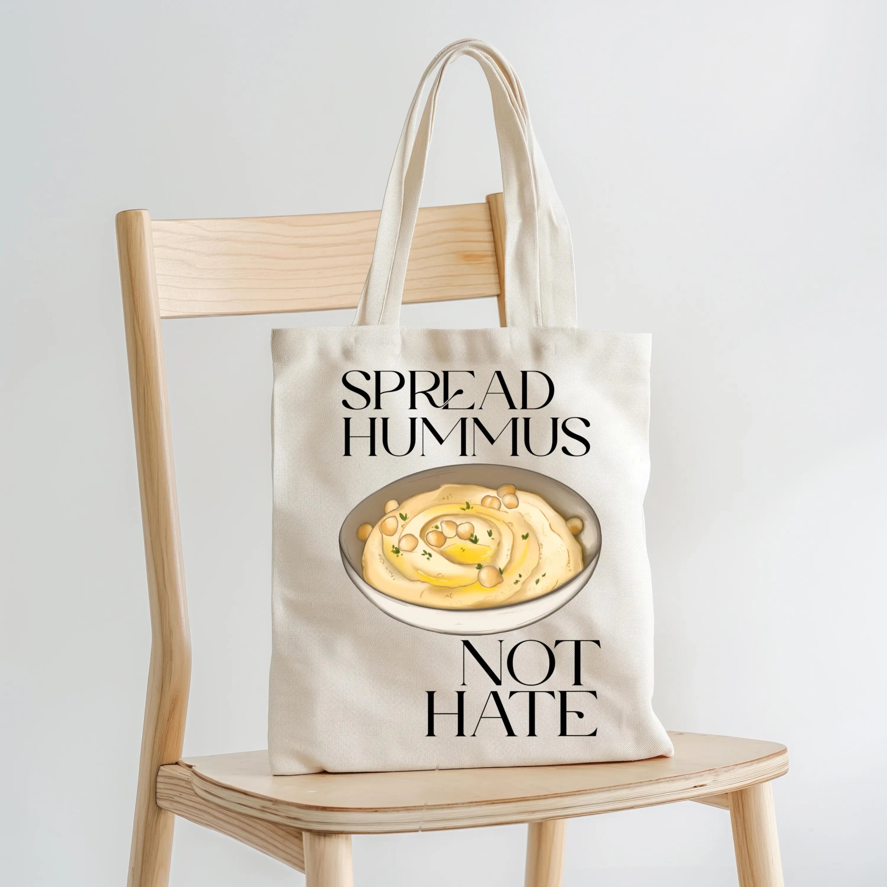 Borsa Shopper in cotone "Spread hummus not hate"