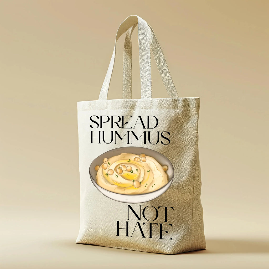 Borsa Shopper in cotone "Spread hummus not hate"