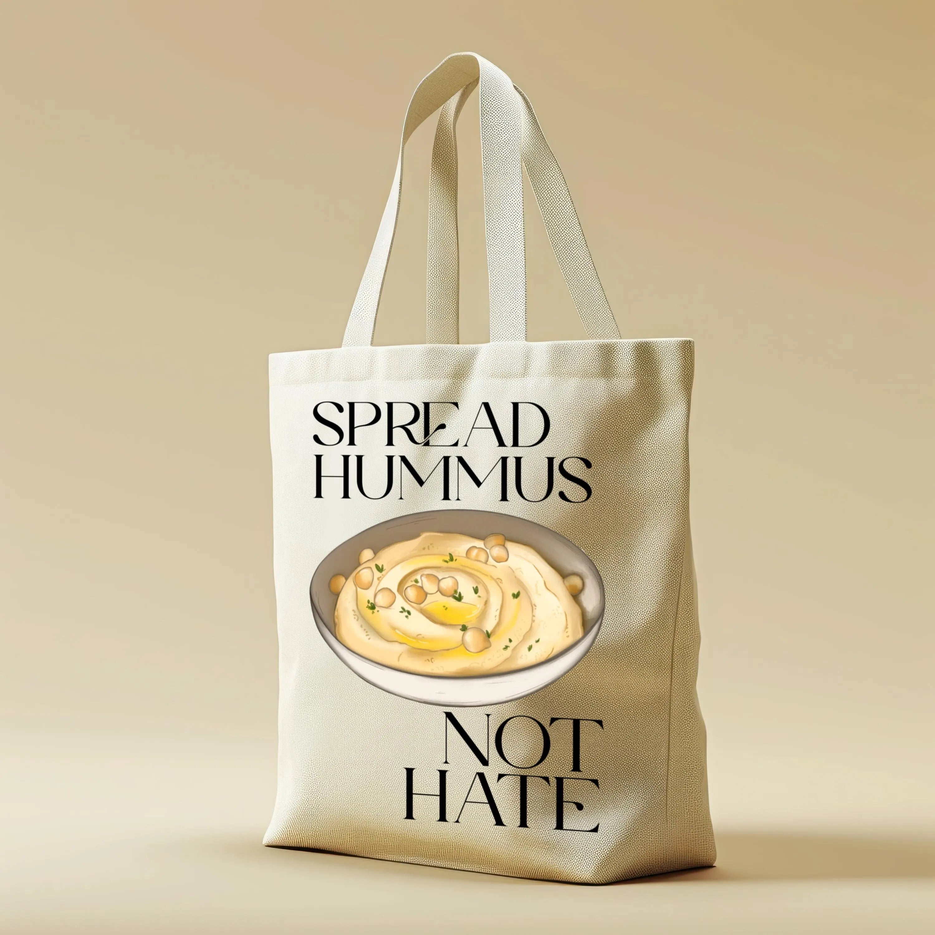 Borsa Shopper in cotone "Spread hummus not hate"
